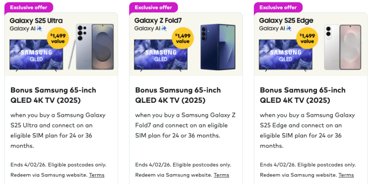 Optus Free Samsung TV deal
