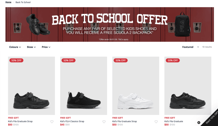 Fila: Purchase any pair and receive a free backpack