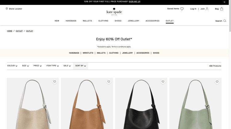 Kate Spade: long weekend 60% discount