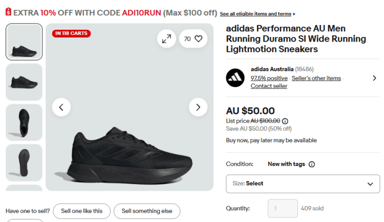 Adidas eBay Duramo SL Wide coupon