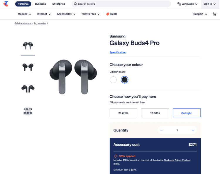 Telstra Samsung Galaxy Buds4 Pro