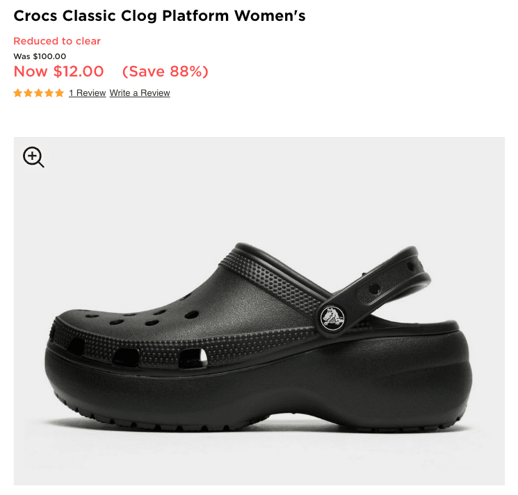 JD Sports Platform Crocs $12