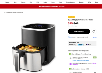 Anko 5L Air Fryer $29