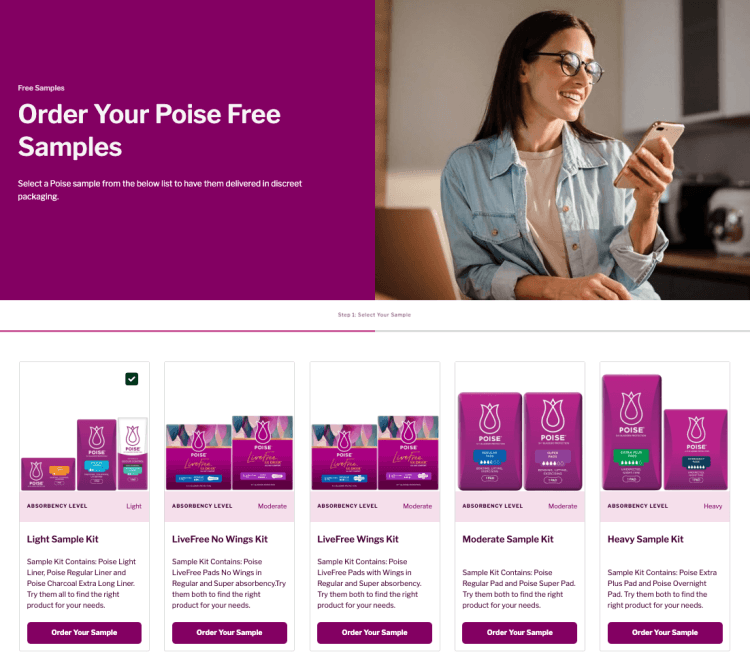 Free Pad Samples Poise