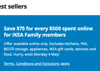 IKEA: save $75 for every $500 spent online for IKEA family members