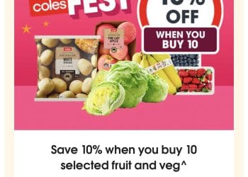Coles: 10% off when you buy 10 selected fruit and veg