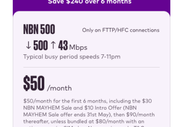 Amaysim: NBN 500 $50/month