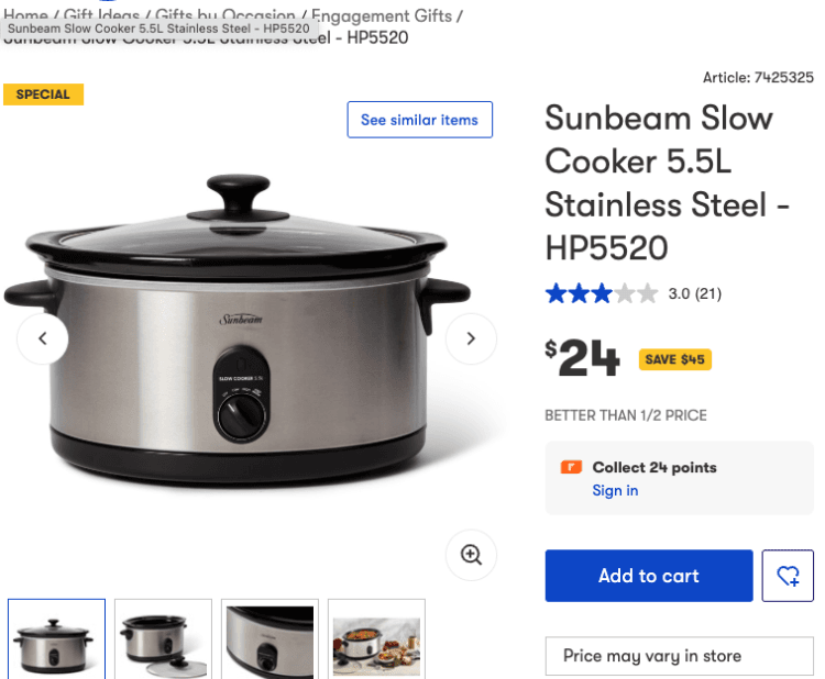 Big W HP5520 Slow Cooker $24