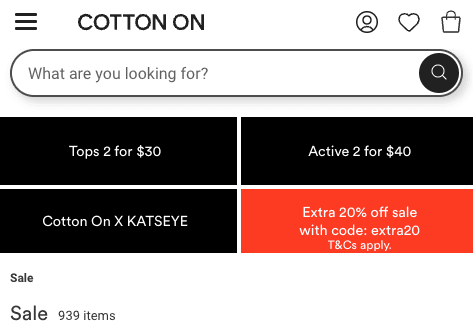 Cotton On coupon code 20% off