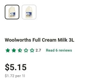 Woolworths Milk price rise…