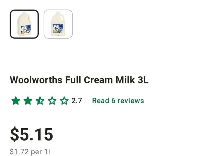 Woolworths Milk price rise…