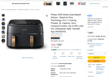 Amazon Philips 3000 Air Fryer $169.15