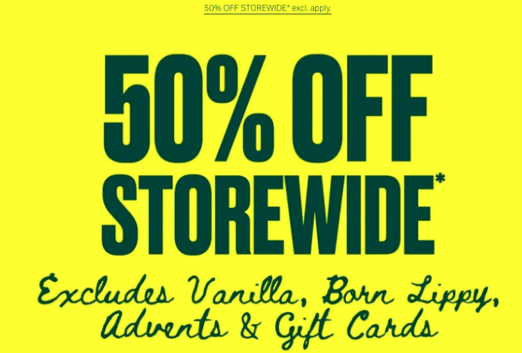 The Body Shop 50% off Sep 2026