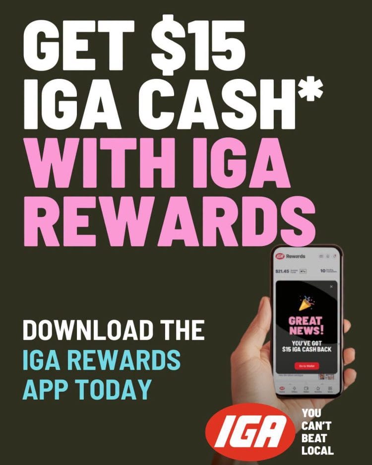 IGA $15 Cashback