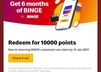 McDonalds: 6 months of Binge for 10000 points