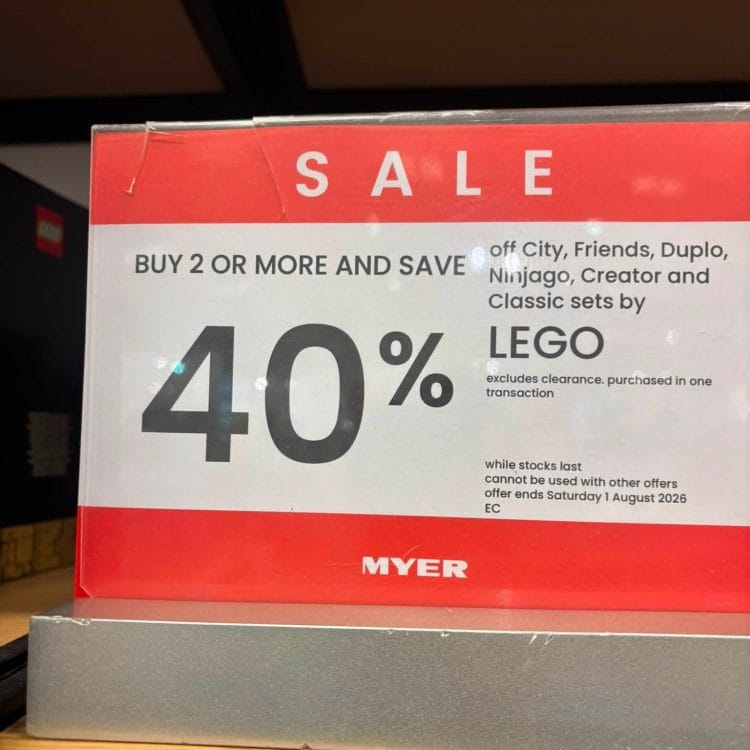 Myer Lego promo 40% off