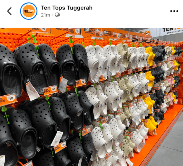 Ten Tops Tuggerah $10 Crocs