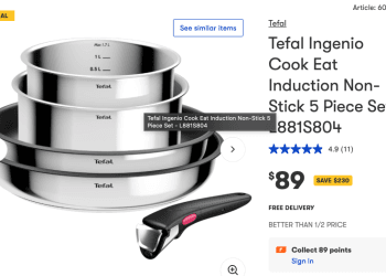 Tefal Igenio 5pc set $89