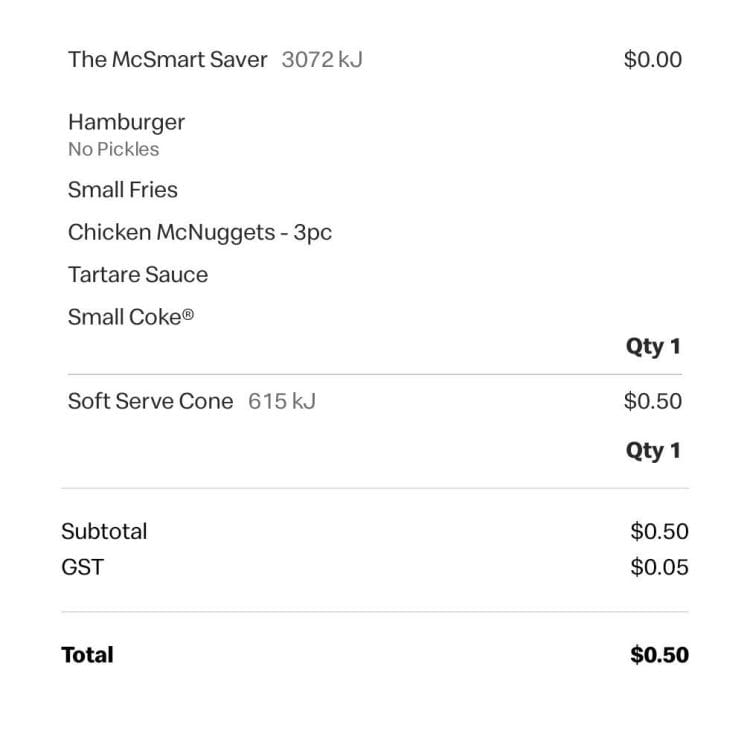 Free McSmart Saver Meal