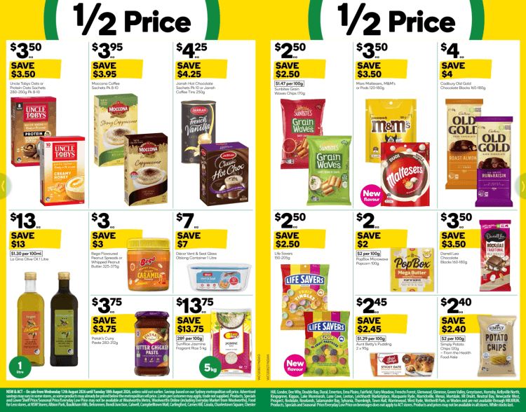 Woolworths Weekly Half Price Specials 12 August 2026