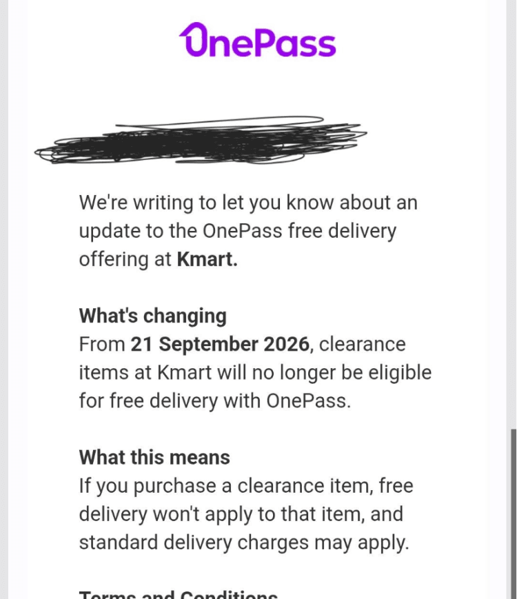 OnePass Kmart Changes