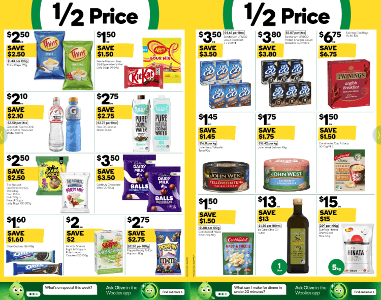 Woolworths Weekly Half Price Specials 2 September 2026