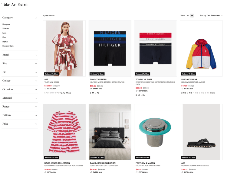 David Jones Clearance 50% off