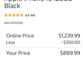 Costco iPhone 16 $889.99