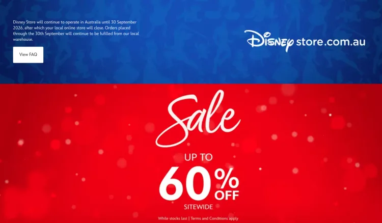 Disney Store Closing Down 60% off