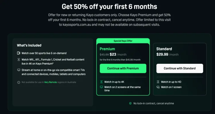 Kayo Sports 50% off