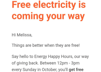 Origin Free Electricity Sundays October