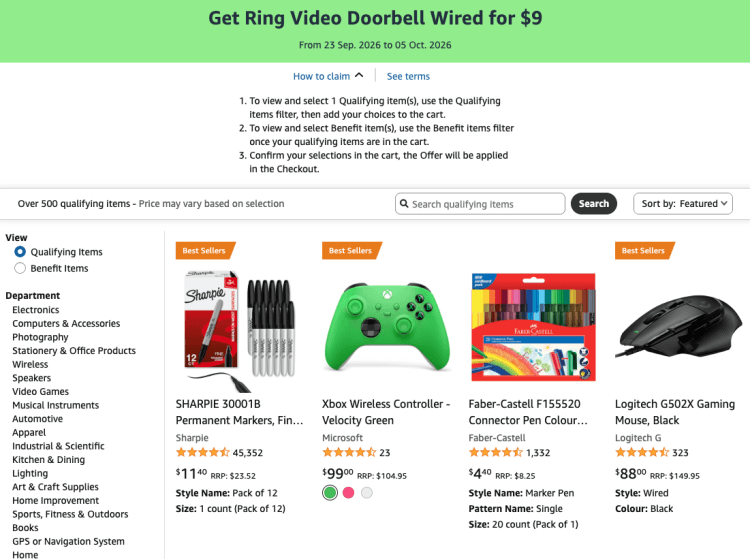 Amazon Ring Door Bell $9